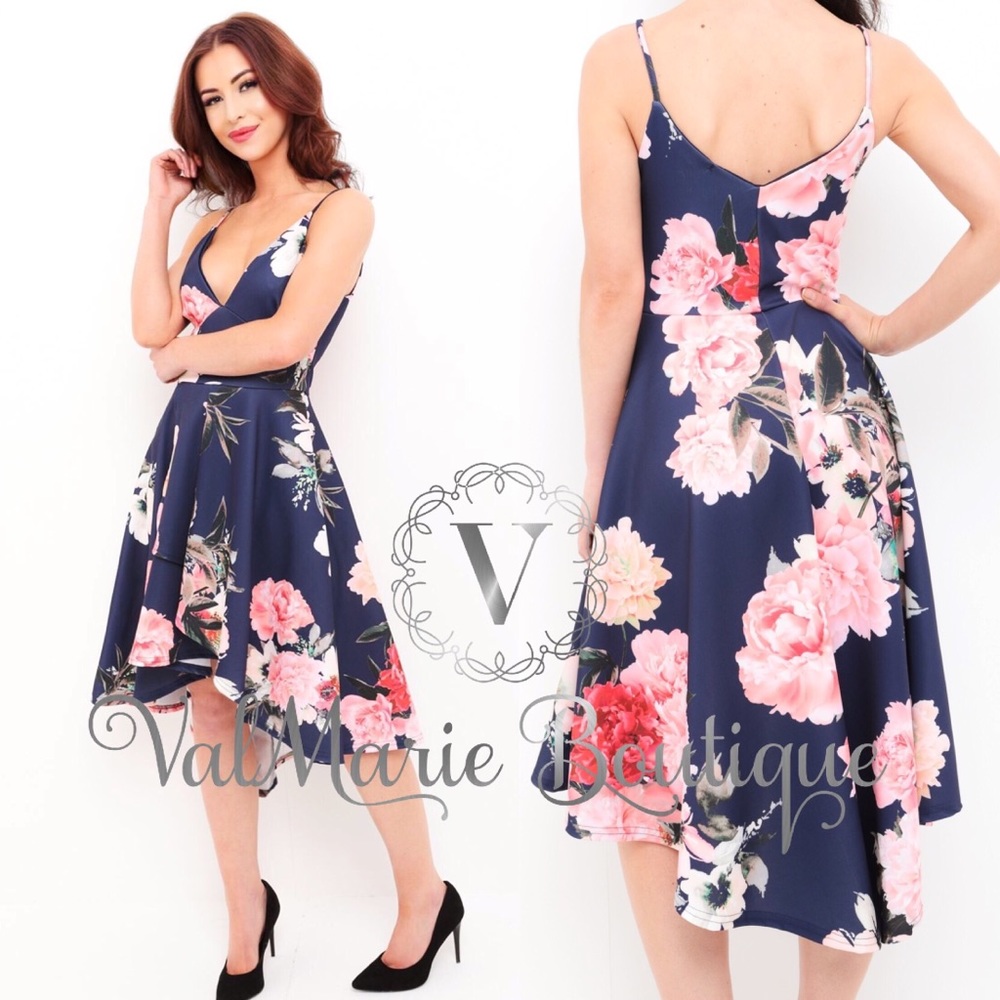 Navy floral dress - Picture 2 of 5